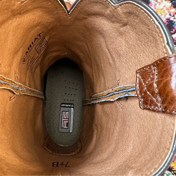 Ariat Shada Leather Cowgirl Boot Womens 7.5 Brown Cutout Details Western - Picture 10 of 13